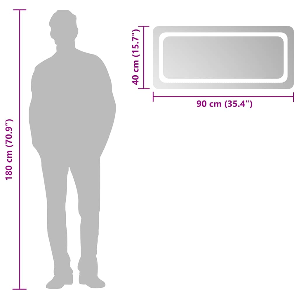 Oglindă de baie cu LED, 90x40 cm GartenMobel Dekor