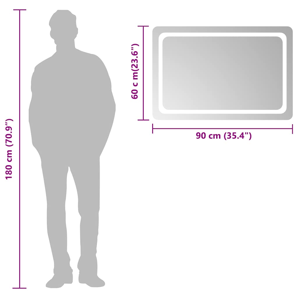 Oglindă de baie cu LED, 90x60 cm GartenMobel Dekor