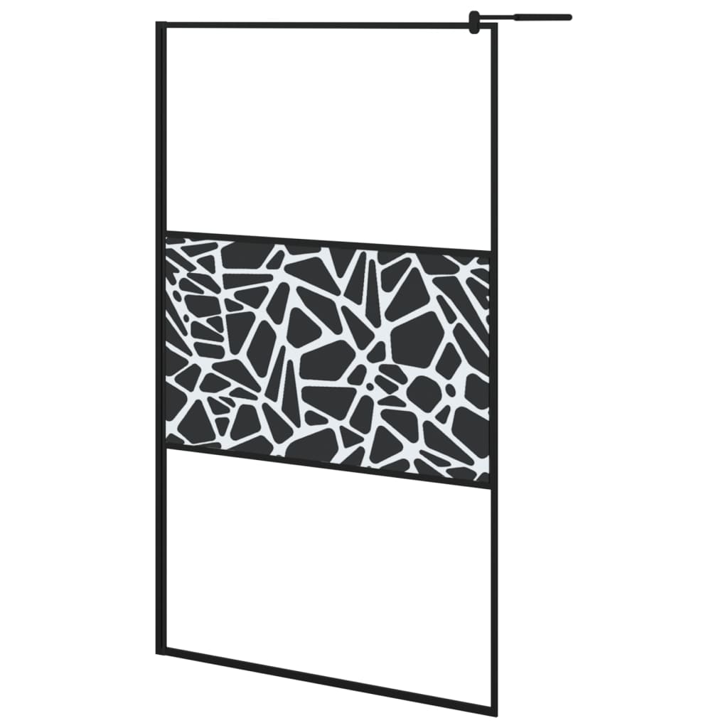 Paravan de duș walk-in negru 115x195 cm sticlă ESG model piatră GartenMobel Dekor