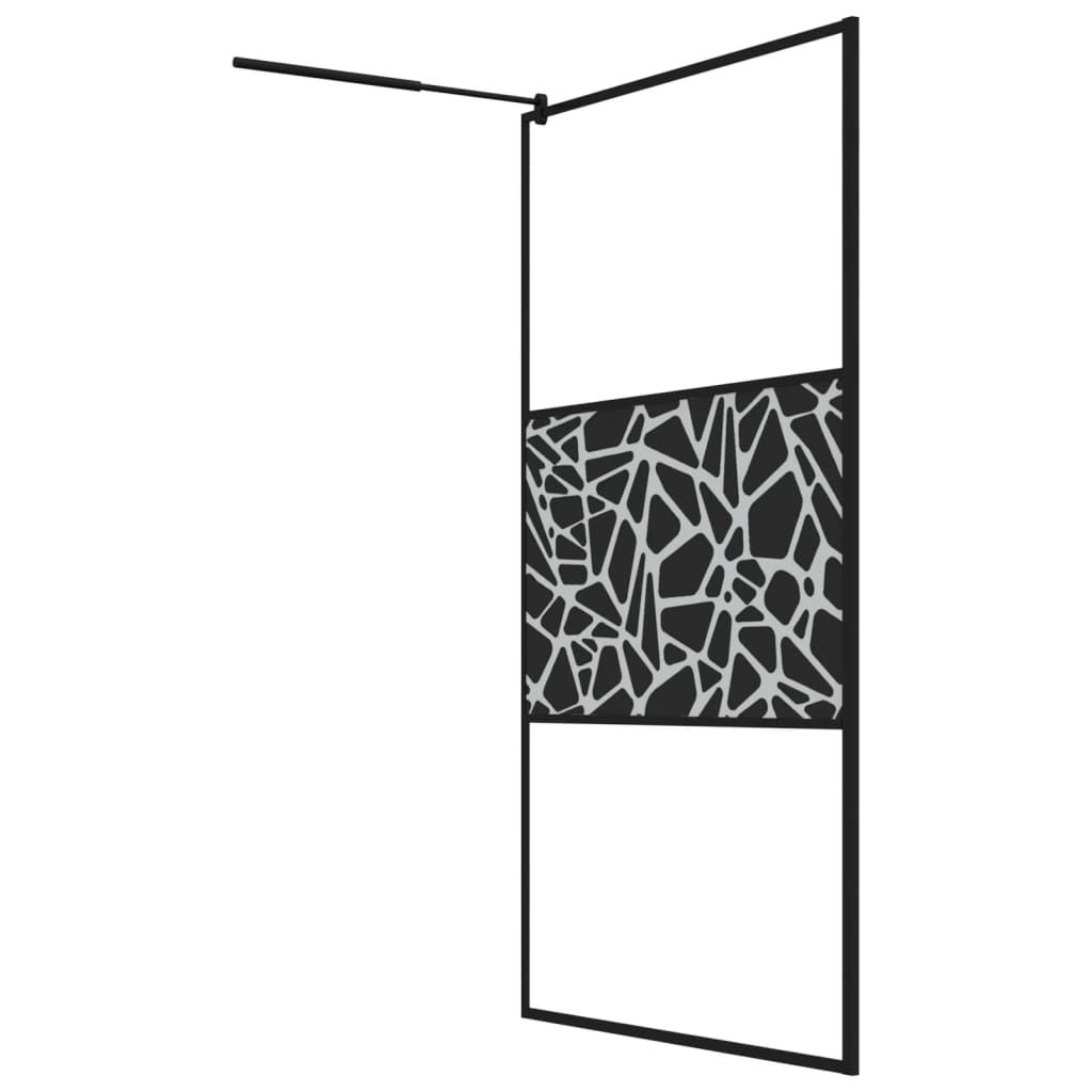Paravan de duș walk-in negru 115x195 cm sticlă ESG model piatră GartenMobel Dekor