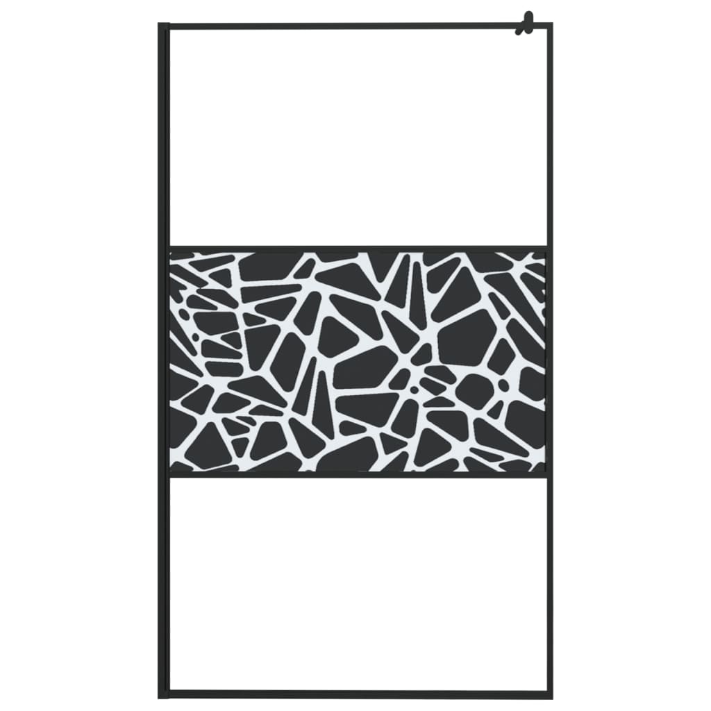 Paravan de duș walk-in negru 115x195 cm sticlă ESG model piatră GartenMobel Dekor