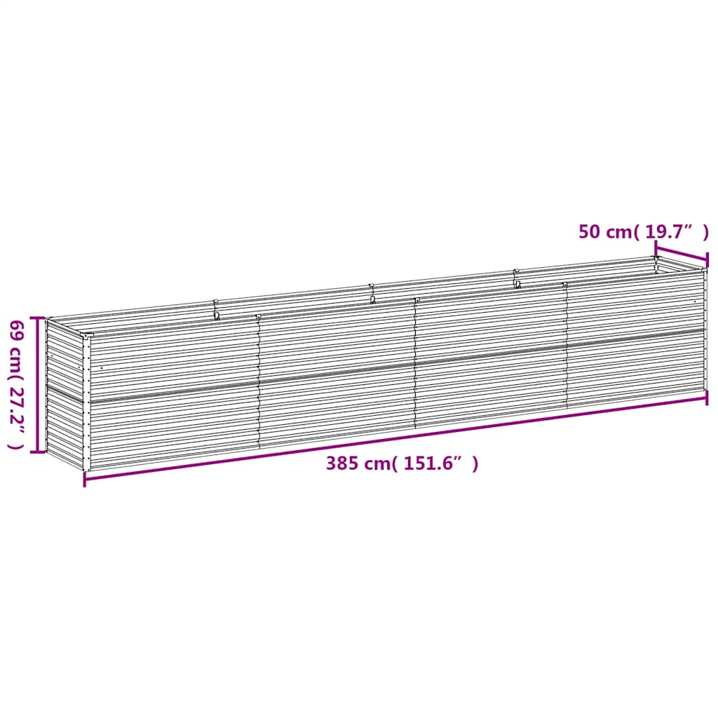 Pat de grădină înălțat 385x50x69 cm, oțel corten GartenMobel Dekor
