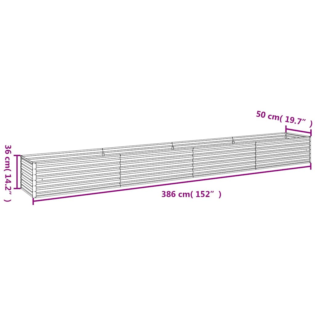 Pat de grădină înălțat 386x50x36 cm, oțel corten GartenMobel Dekor