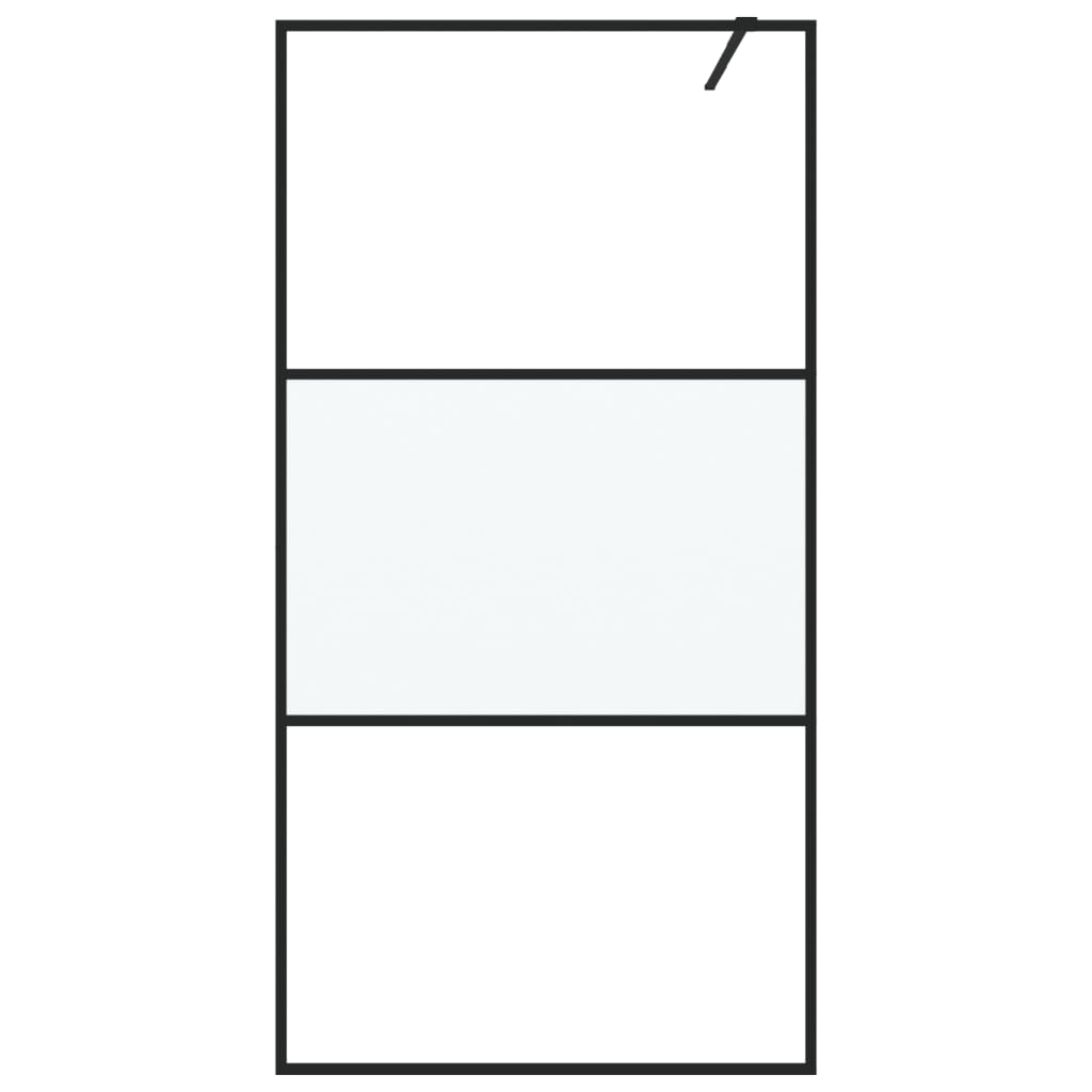 Perete cabină duș walk-in negru 100x195 cm sticlă ESG semi-mată GartenMobel Dekor