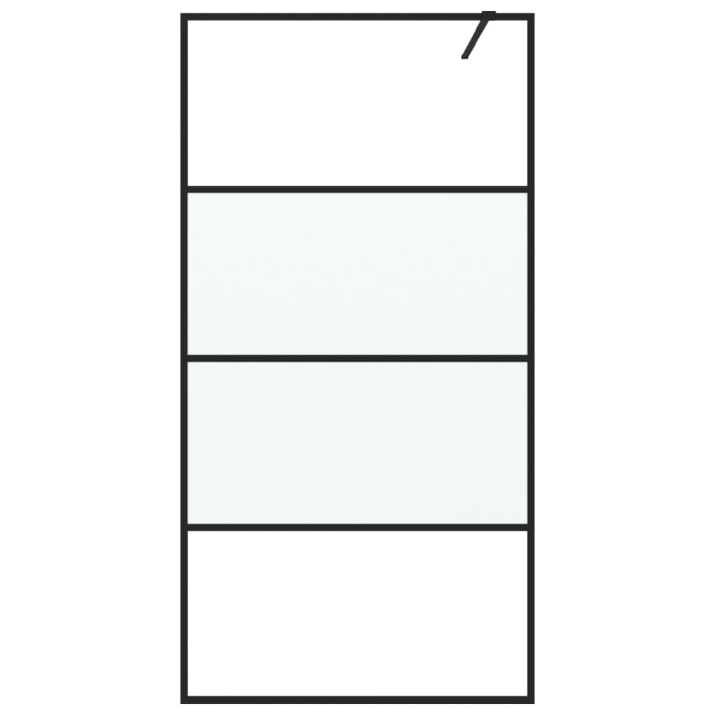 Perete cabină duș walk-in negru 100x195 cm sticlă ESG semi-mată GartenMobel Dekor