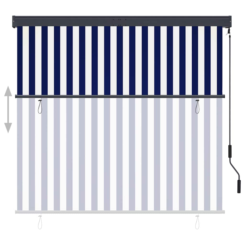 Jaluzea tip rulou de exterior, albastru și alb, 160 x 250 cm GartenMobel Dekor
