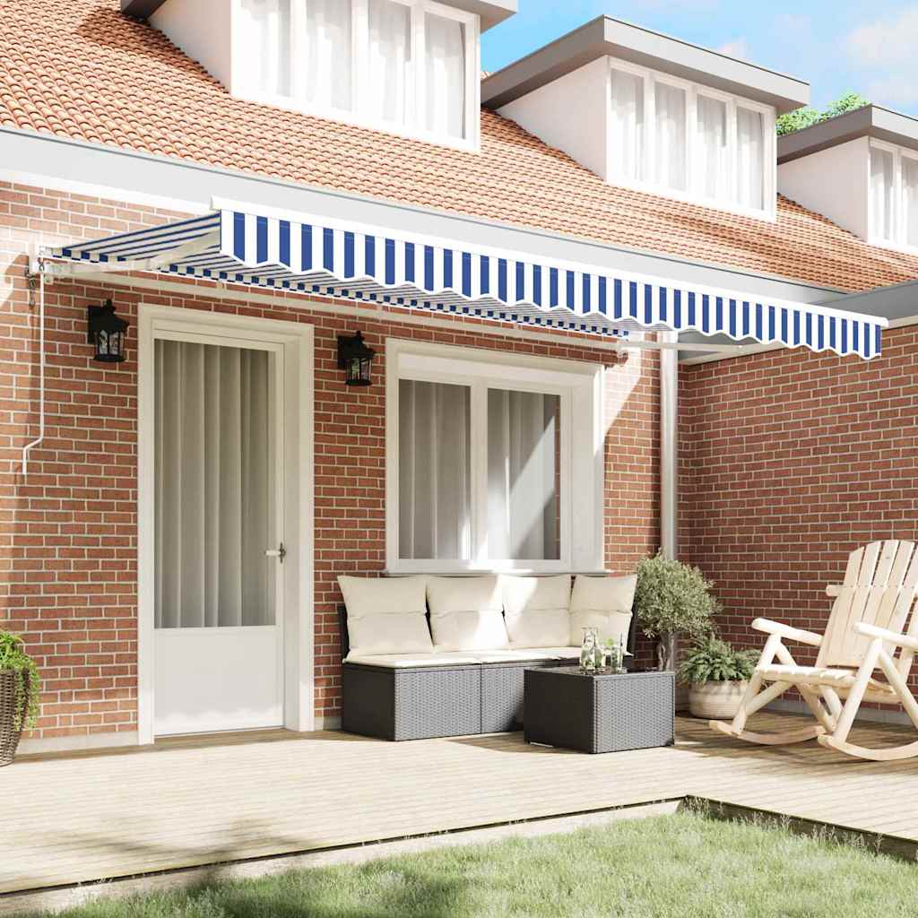 Cortina Retractabilă Albastru și Alb 400x200 cm țesătură GartenMobel Dekor