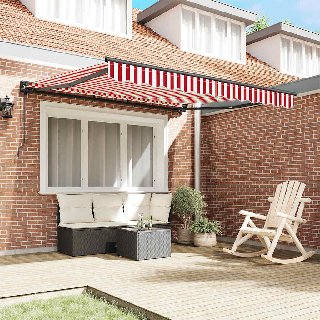 Cortina Retractabilă Stripe Roșu și Alb 350x250 cm țesătură GartenMobel Dekor
