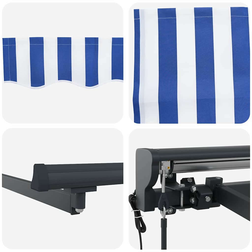 Cortina Retractabilă Albastru și Alb 450x300 cm țesătură GartenMobel Dekor