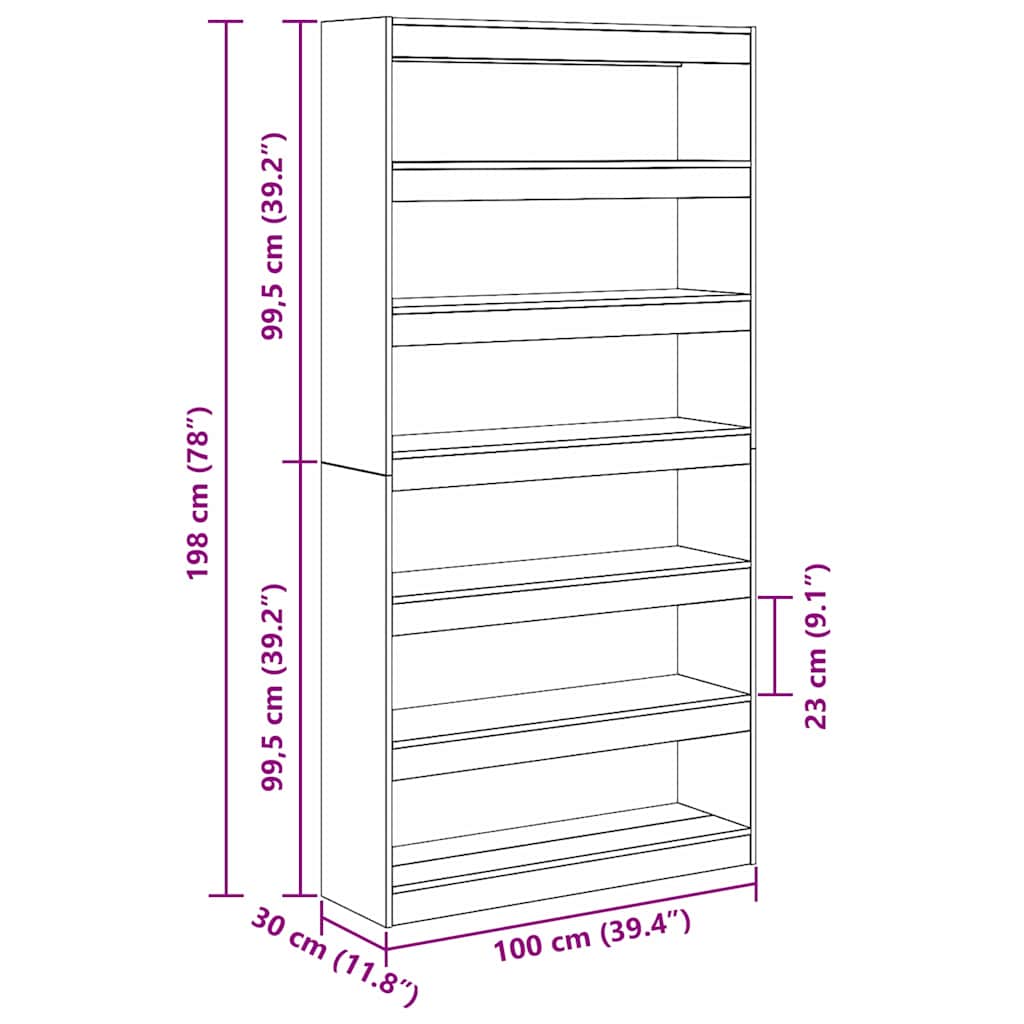 Dulap pentru cărți sonoma gri 100 x 30 x 198 cm Lemn compozit GartenMobel Dekor