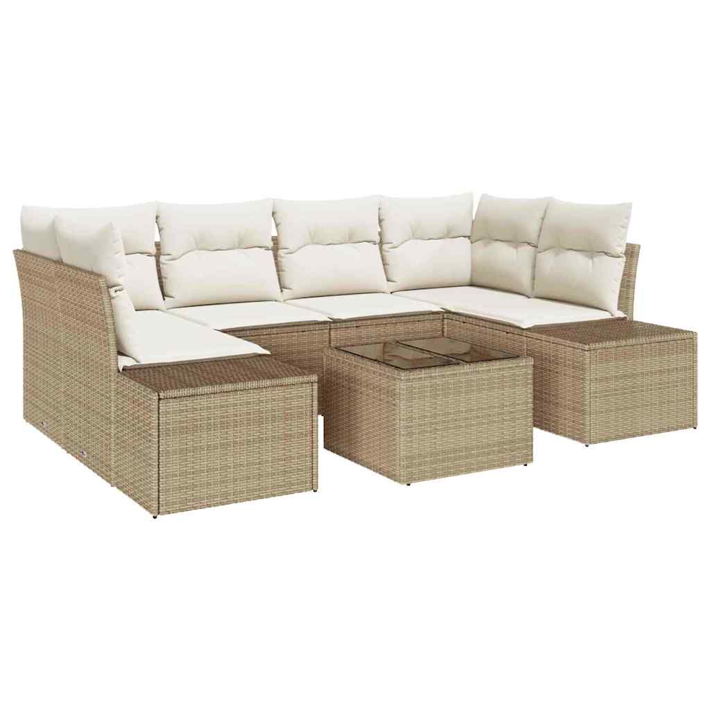Set de canapele pentru grădină 7 pcs Bej Rattan poli GartenMobel Dekor