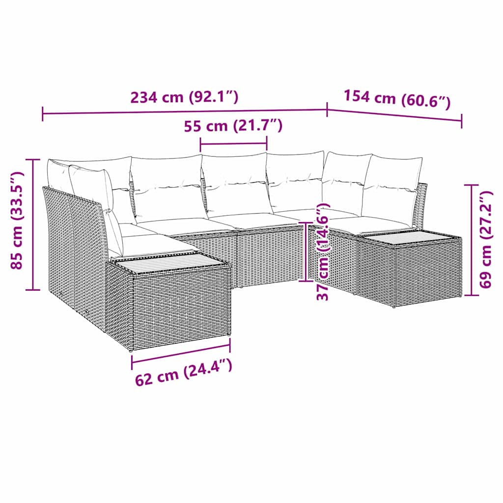Set de canapele pentru grădină cu pernă 6 pcs Bej poliratan GartenMobel Dekor