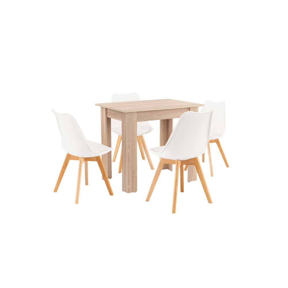 Leziter Set de masă Amina 4 1 alb-stejar Sonoma Mobalis Homvera