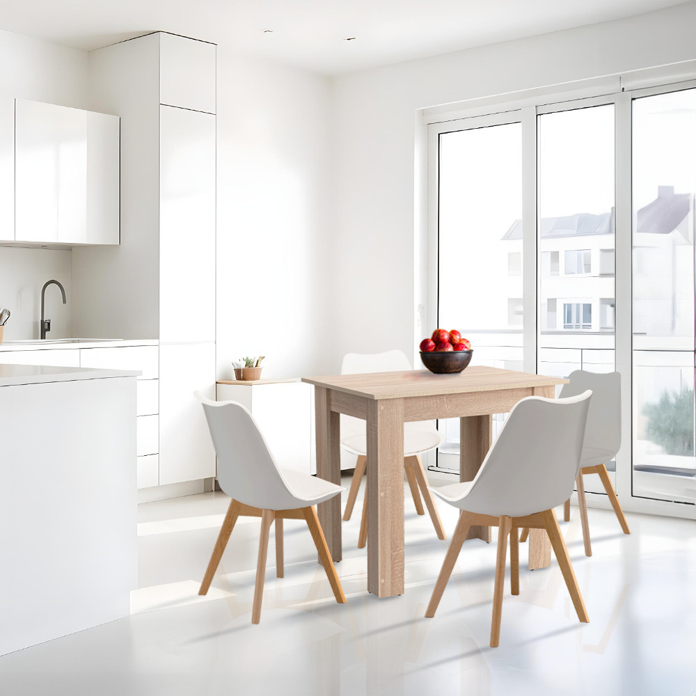 Leziter Set de masă Amina 4 1 alb-stejar Sonoma Mobalis Homvera