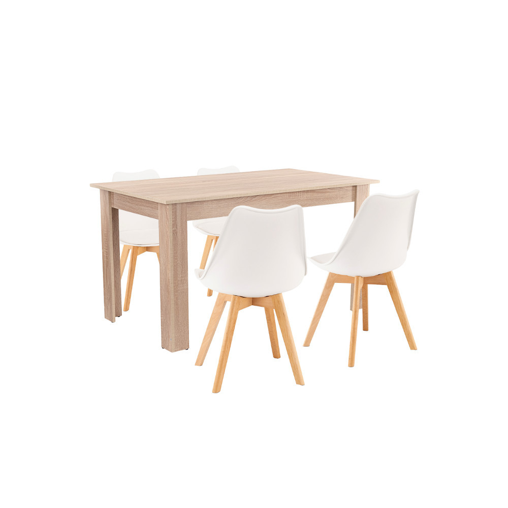 Leziter Set de masă Zara 4 1 alb-stejar Sonoma Mobalis Homvera