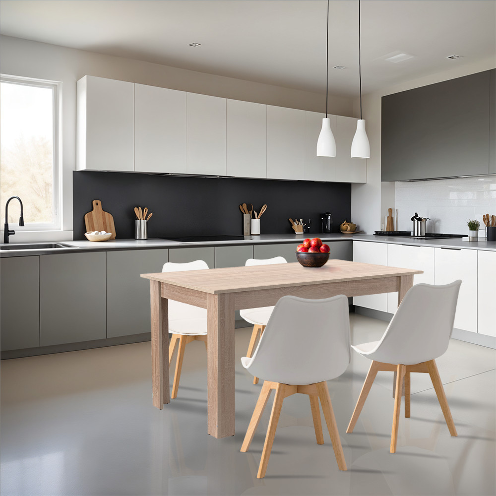 Leziter Set de masă Zara 4 1 alb-stejar Sonoma Mobalis Homvera