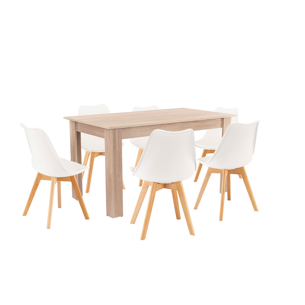 Leziter Set de masă Zara 6 1 alb-stejar Sonoma Mobalis Homvera