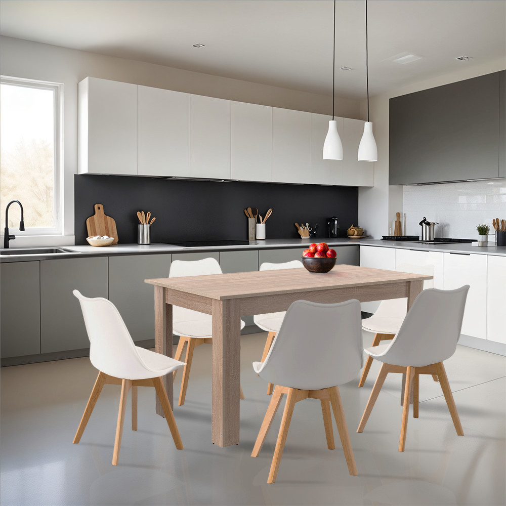 Leziter Set de masă Zara 6 1 alb-stejar Sonoma Mobalis Homvera