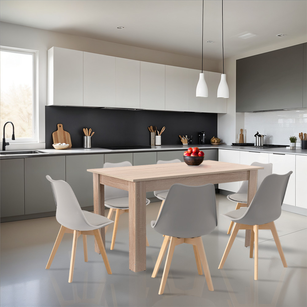 Leziter Set de masă Zara 6 1 gri-stejar Sonoma Mobalis Homvera