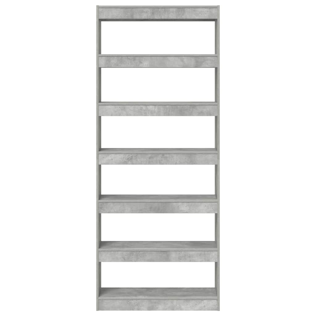 Bibliotecă cu raft Gri beton 80 x 30 x 198 cm Lemn compozit GartenMobel Dekor
