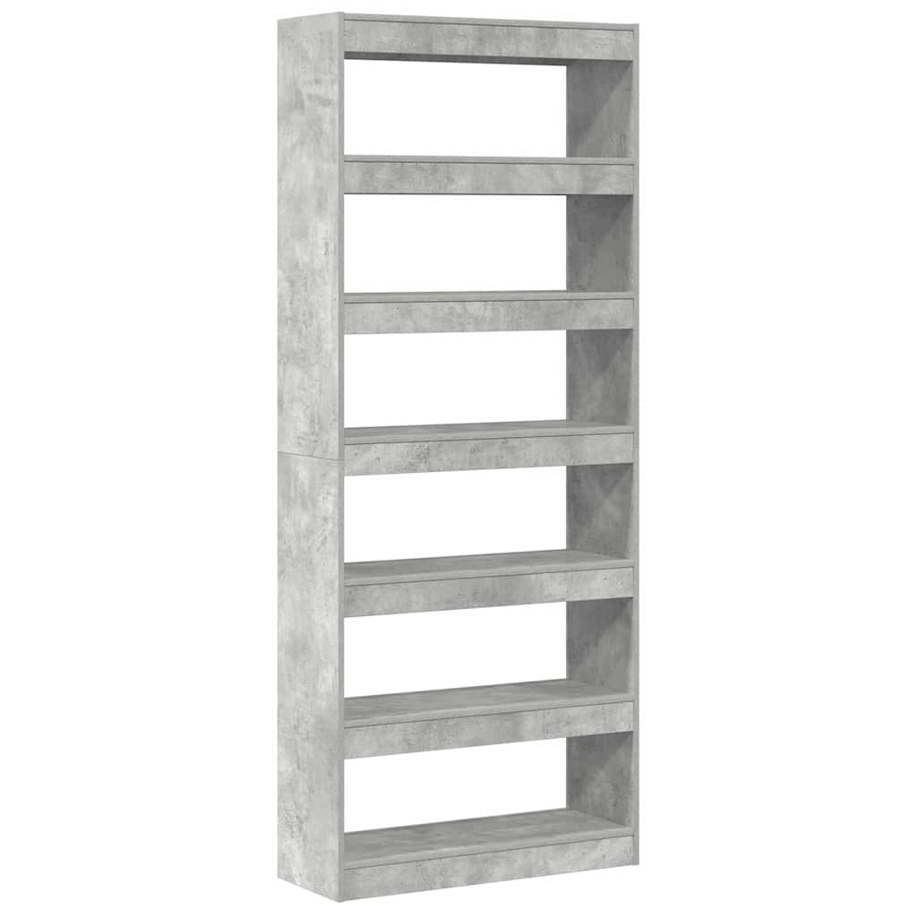 Bibliotecă cu raft Gri beton 80 x 30 x 198 cm Lemn compozit GartenMobel Dekor