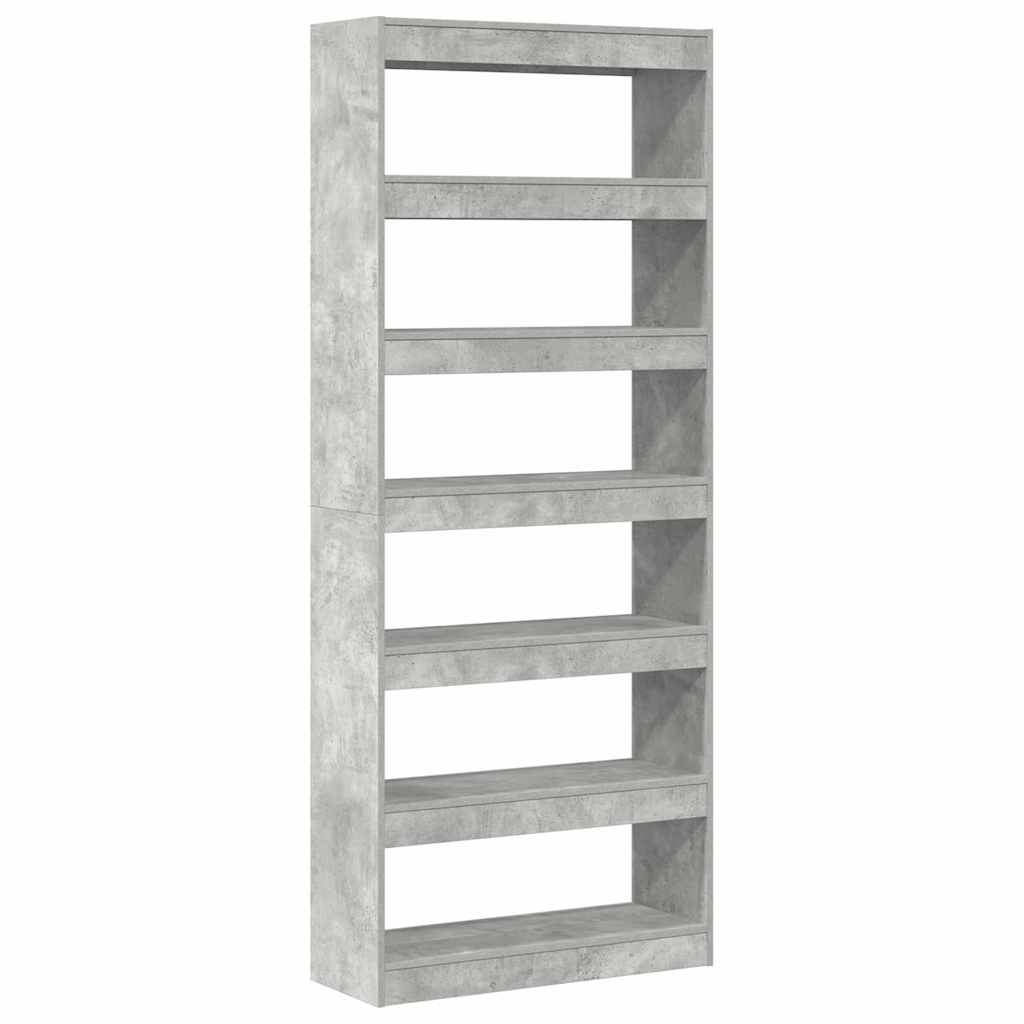 Bibliotecă cu raft Gri beton 80 x 30 x 198 cm Lemn compozit GartenMobel Dekor
