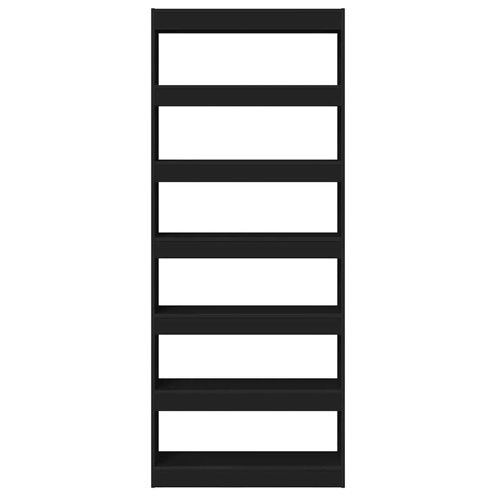 Bibliotecă cu raft Negru 80 x 30 x 198 cm Lemn compozit GartenMobel Dekor