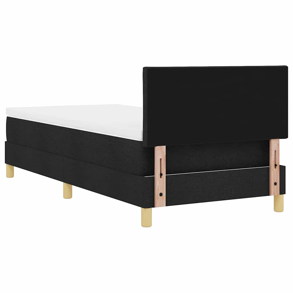 Pat boxspring cu saltea cu saltea Negru 90 x 200 cm țesătură GartenMobel Dekor