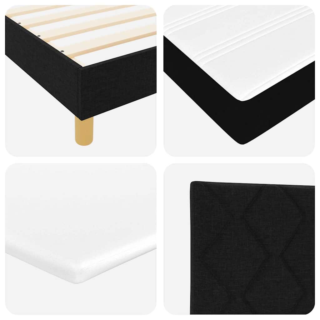 Pat boxspring cu saltea cu saltea Negru 90 x 200 cm țesătură GartenMobel Dekor