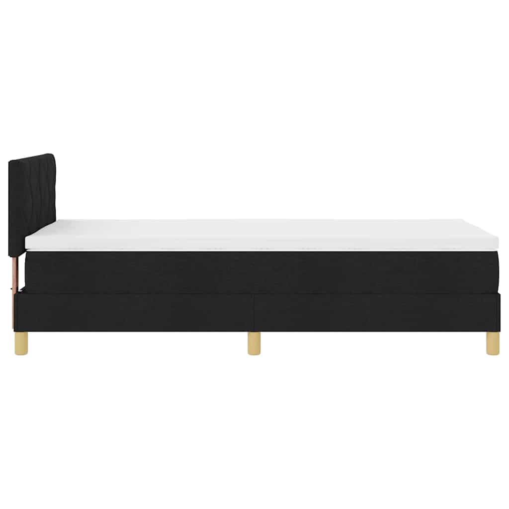 Pat boxspring cu saltea cu saltea Negru 90 x 200 cm țesătură GartenMobel Dekor