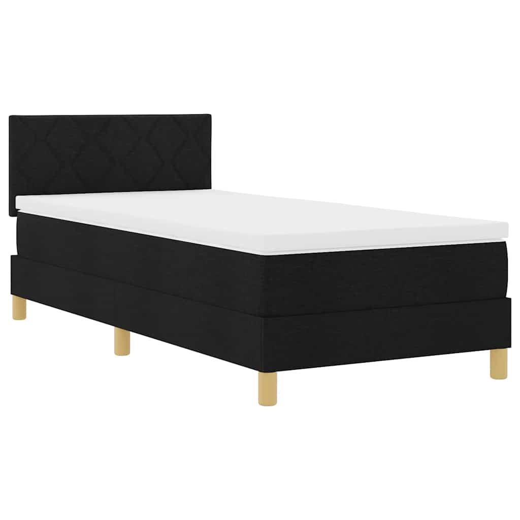 Pat boxspring cu saltea cu saltea Negru 90 x 200 cm țesătură GartenMobel Dekor