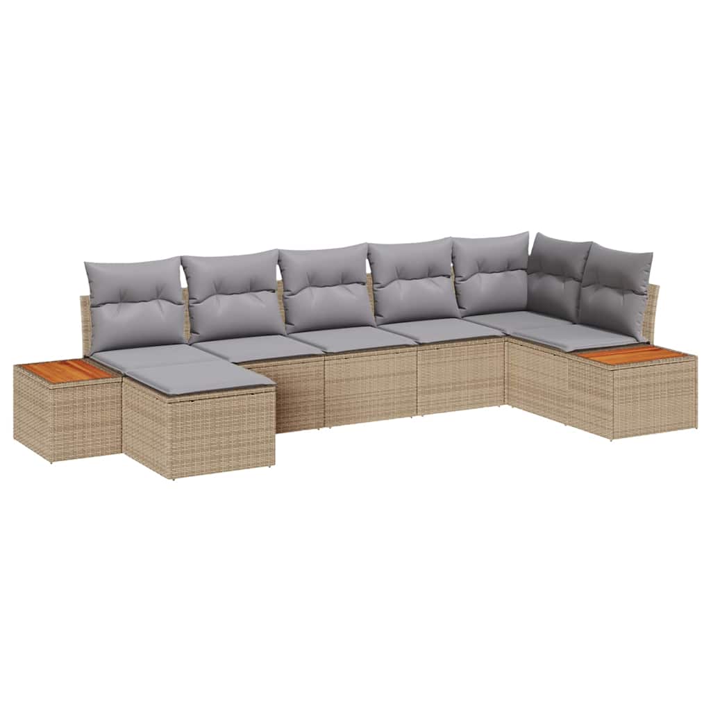 Set de canapele pentru grădină cu pernă 7 pcs Bej Rattan poli GartenMobel Dekor