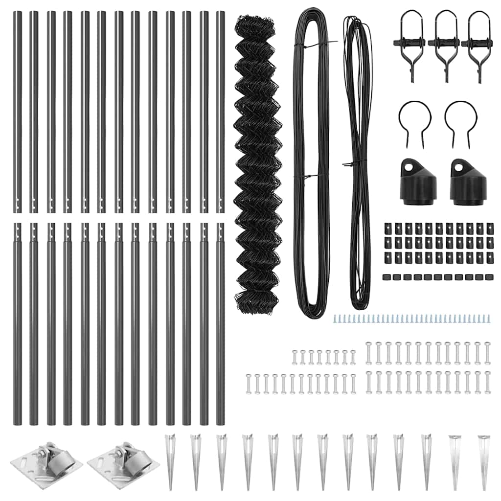 Împrejmuire din plasă cu stâlpi Gri 1.6 x 25 m Oțel GartenMobel Dekor