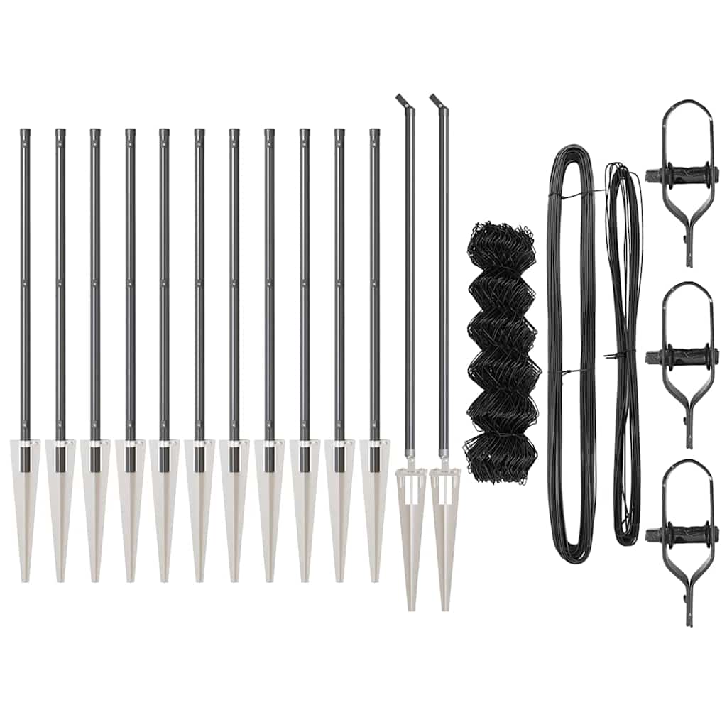 Împrejmuire din plasă cu stâlpi Gri 1 x 25 m Oțel GartenMobel Dekor