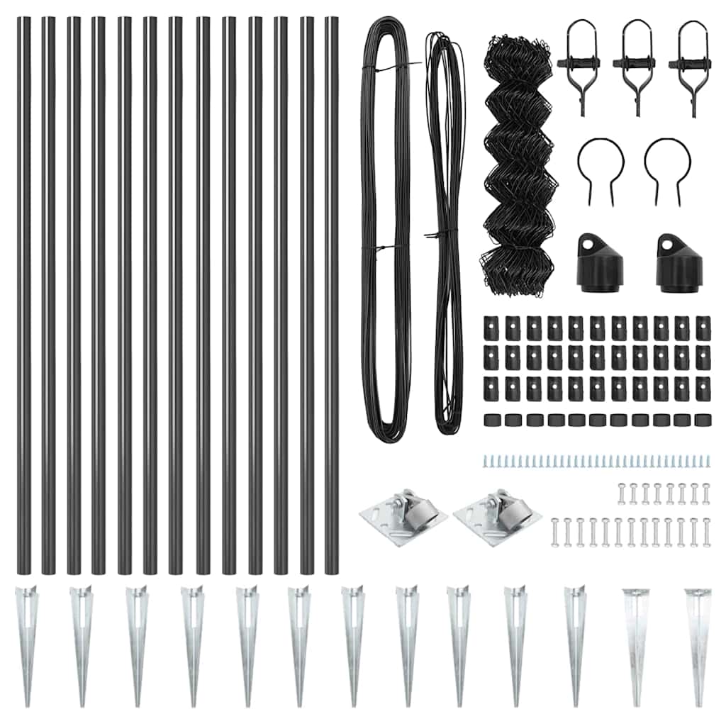 Împrejmuire din plasă cu stâlpi Gri 1 x 25 m Oțel GartenMobel Dekor