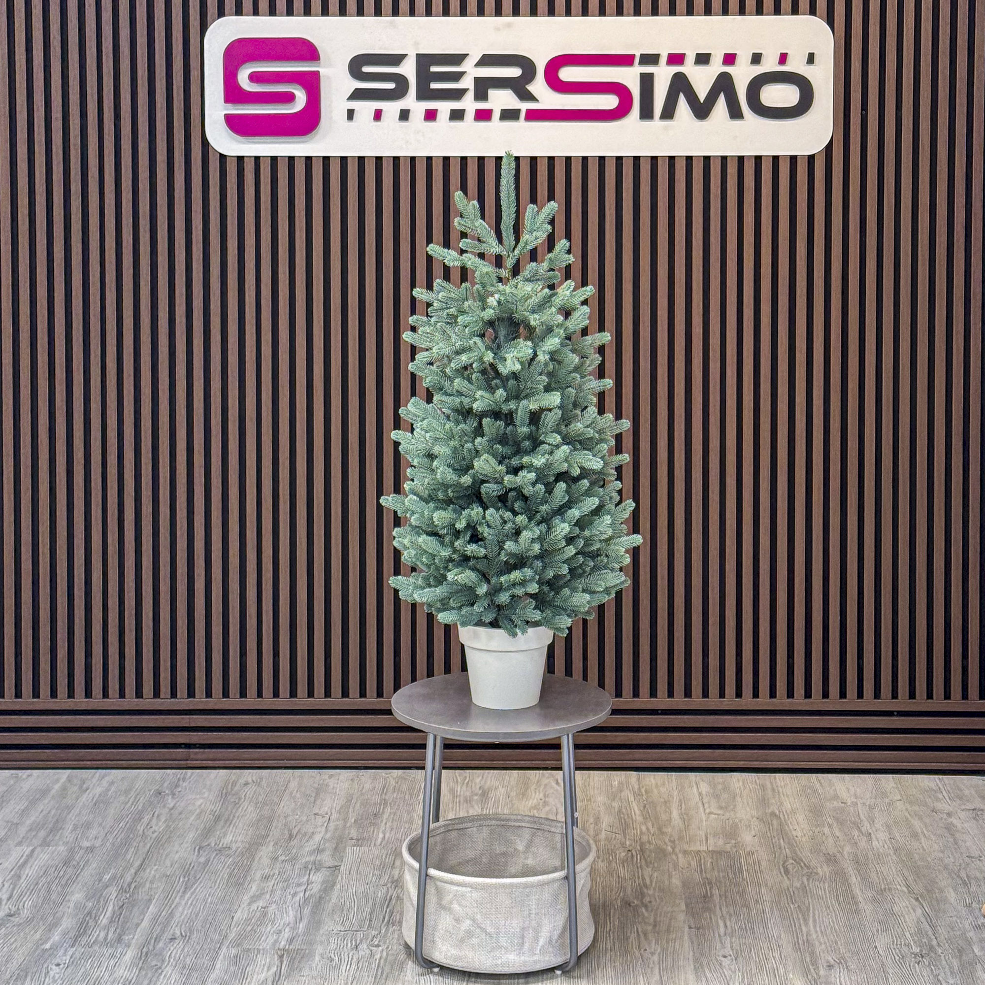 Brad artificial Christmas Deluxe by Sersimo, Viena Elite argintiu in ghiveci, 3D, 110 cm Household NewTrend