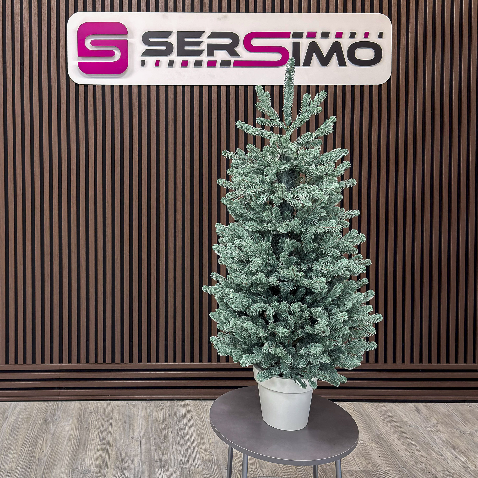 Brad artificial Christmas Deluxe by Sersimo, Viena Elite argintiu in ghiveci, 3D, 110 cm Household NewTrend