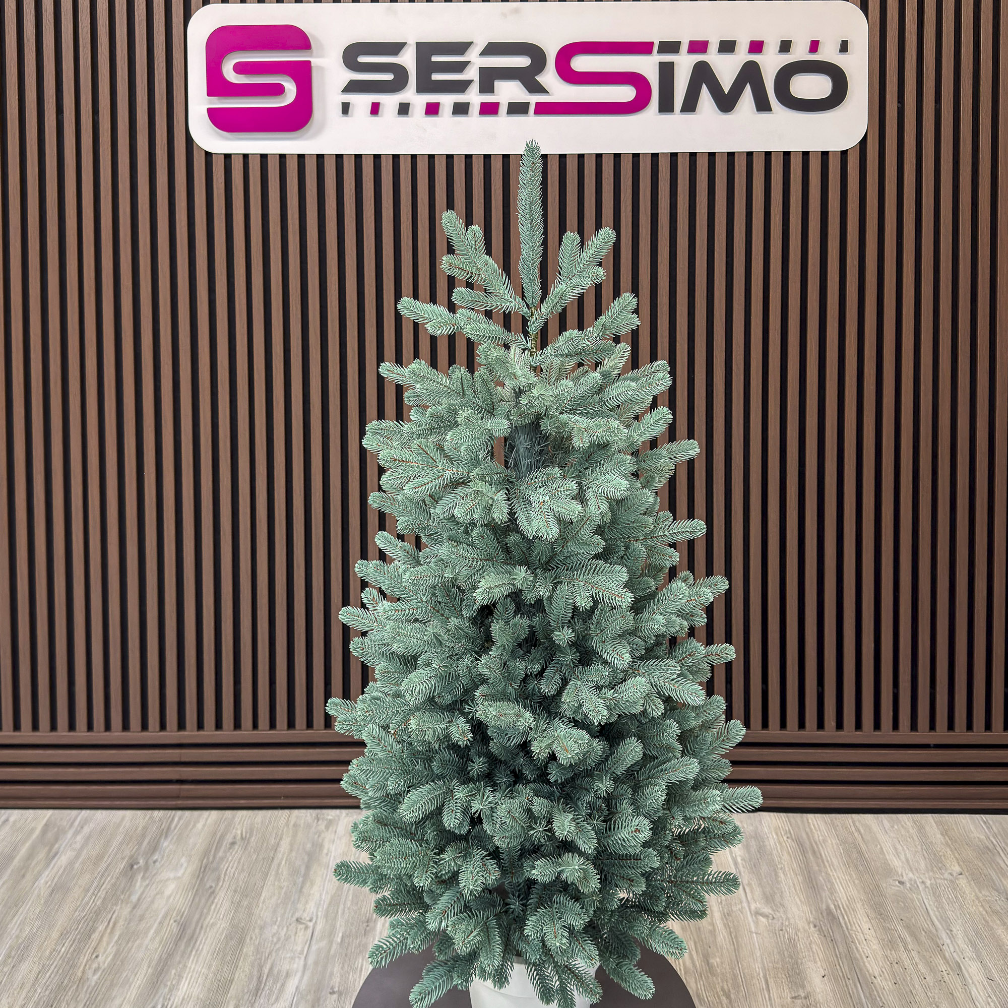 Brad artificial Christmas Deluxe by Sersimo, Viena Elite argintiu in ghiveci, 3D, 110 cm Household NewTrend