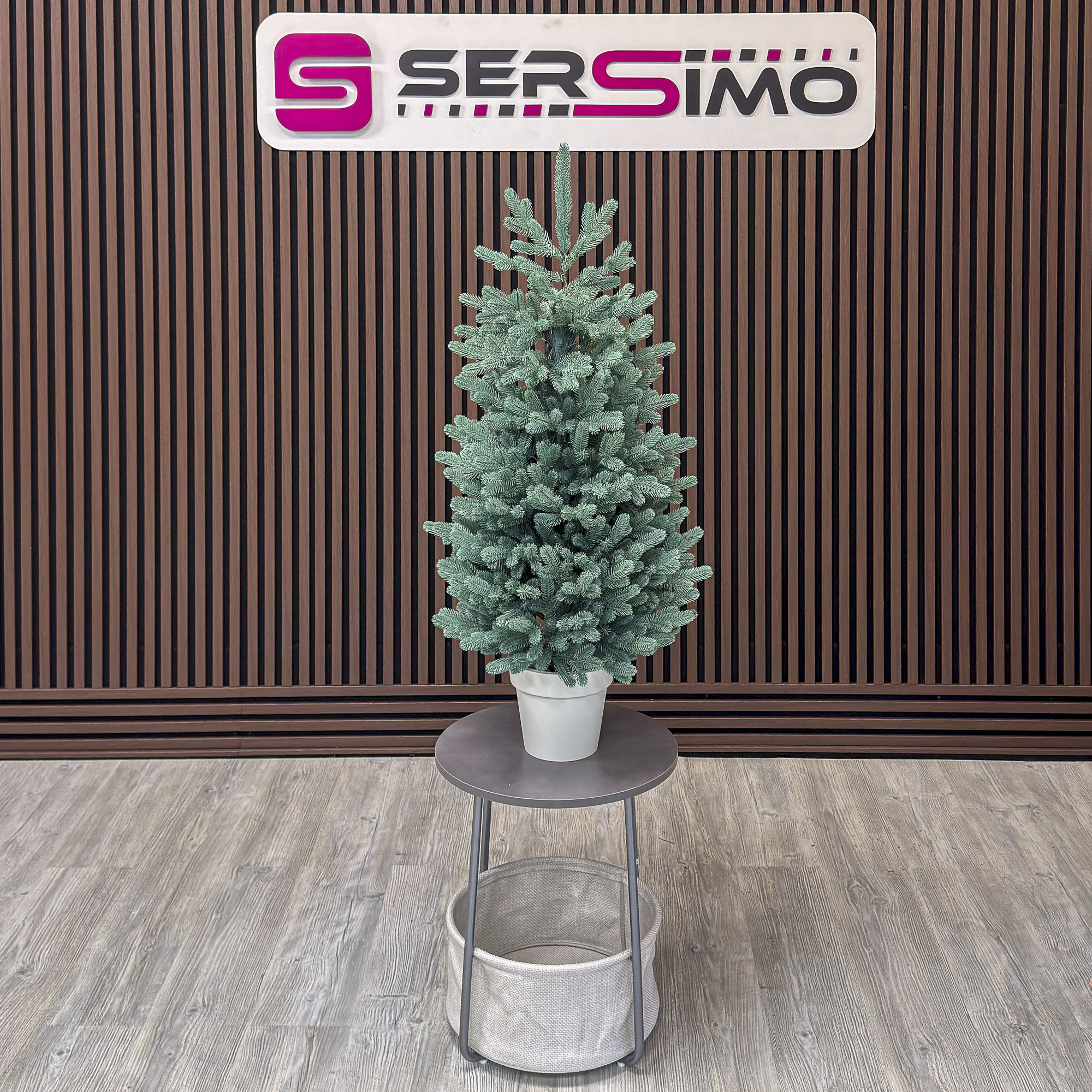 Brad artificial Christmas Deluxe by Sersimo, Viena Elite argintiu in ghiveci, 3D, 110 cm Household NewTrend