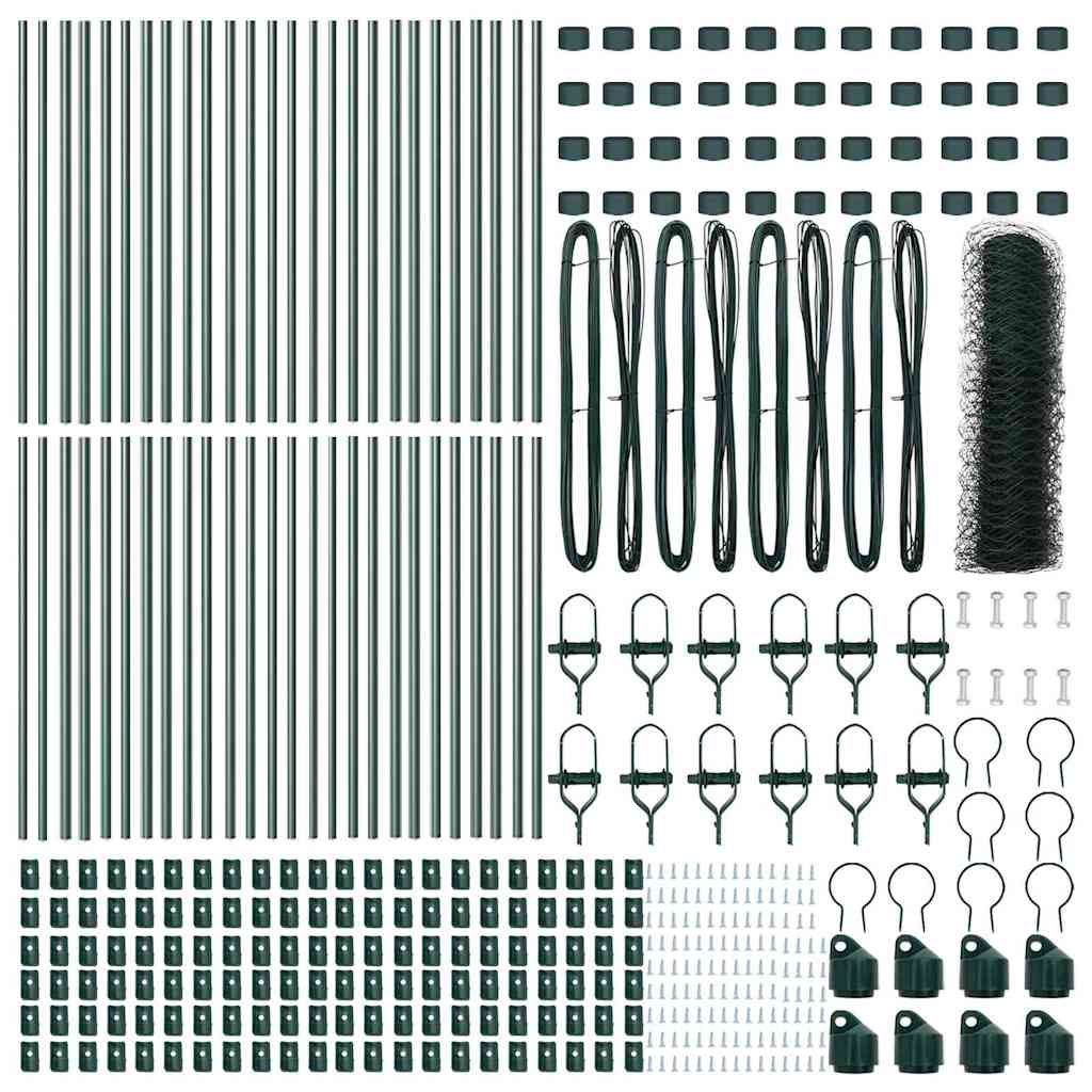 Îngrădire cu stâlpi Verde 0.4 x 100 m otel acoperit cu PVC GartenMobel Dekor