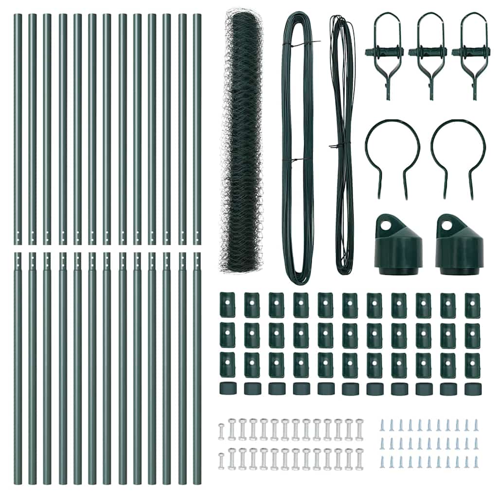 Îngrădire cu stâlpi Verde 1.4 x 25 m otel acoperit cu PVC GartenMobel Dekor