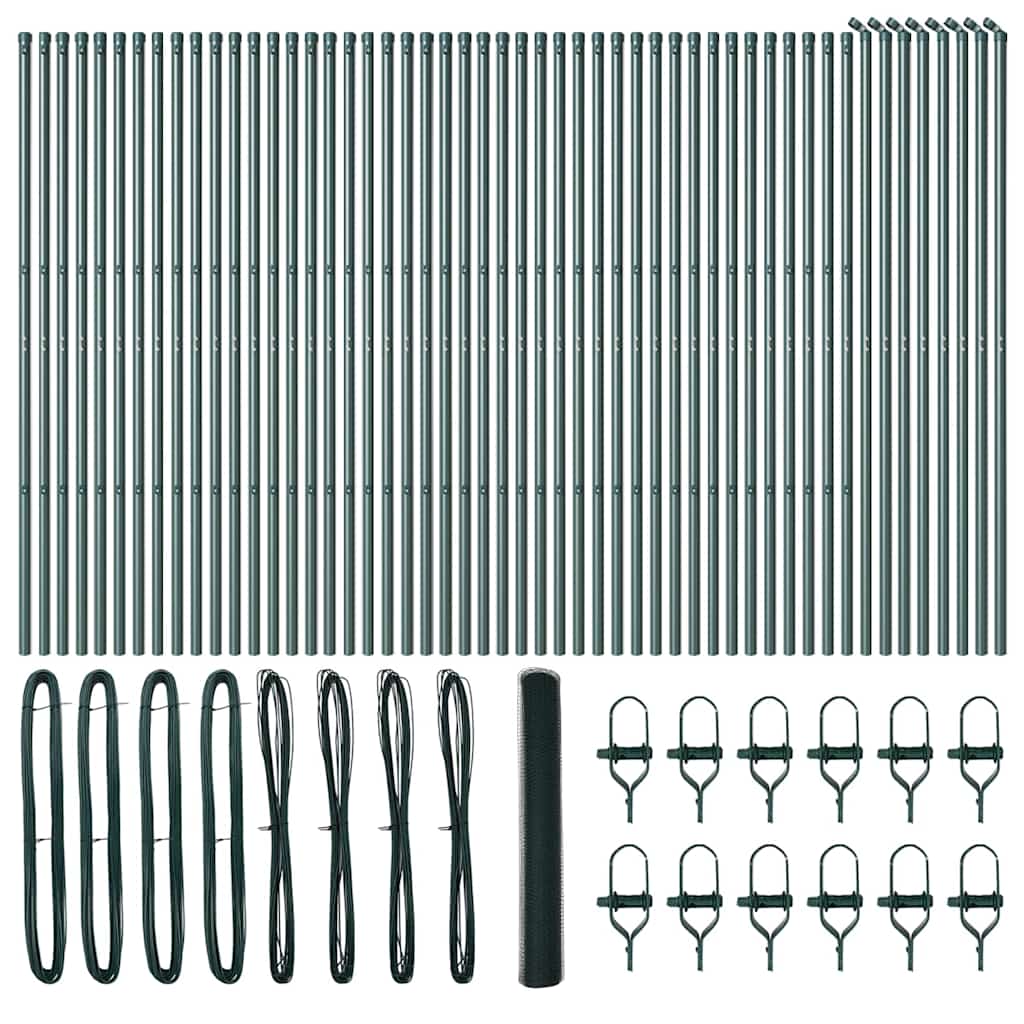 Îngrădire cu stâlpi Verde 1 x 100 m otel acoperit cu PVC GartenMobel Dekor