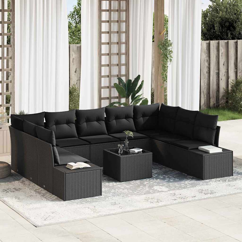 Set de canapele pentru grădină 10 pcs Negru 289 x 209 x 85 cm GartenMobel Dekor