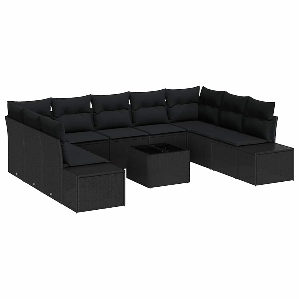 Set de canapele pentru grădină 10 pcs Negru 289 x 209 x 85 cm GartenMobel Dekor
