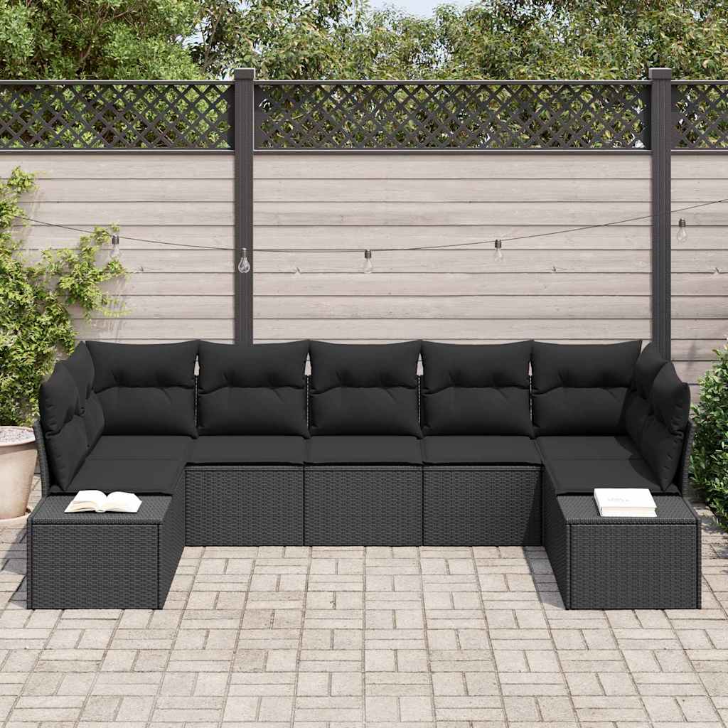 Set de canapele pentru grădină 7 pcs Negru 289 x 154 x 85 cm GartenMobel Dekor