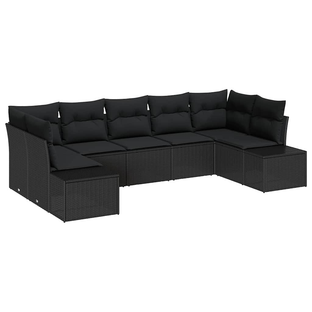 Set de canapele pentru grădină 7 pcs Negru 289 x 154 x 85 cm GartenMobel Dekor