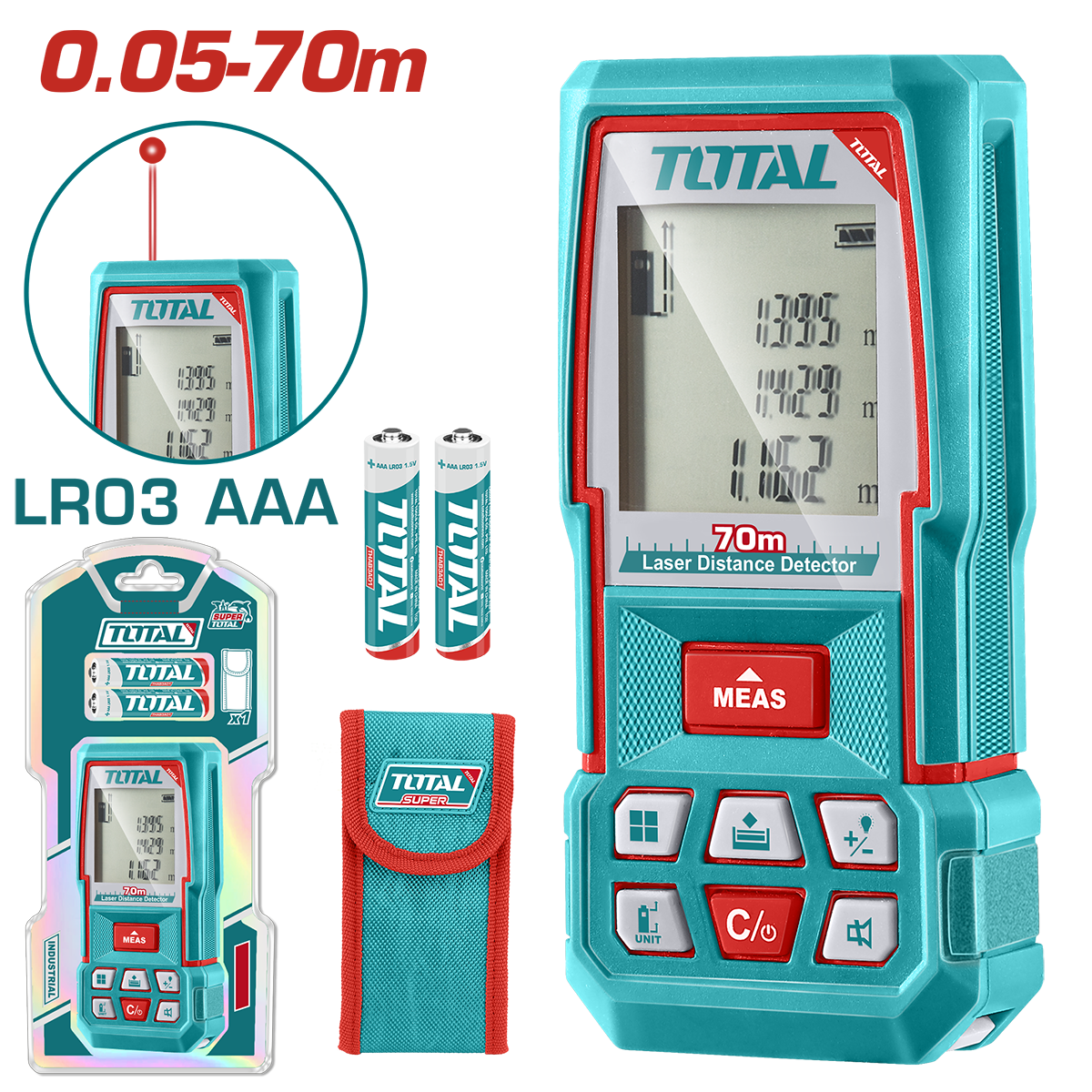 TOTAL - APARAT LASER PENTRU MASURARE DISTANTA, INTERVAL DE MASURE 0.05-70m PowerTool TopQuality