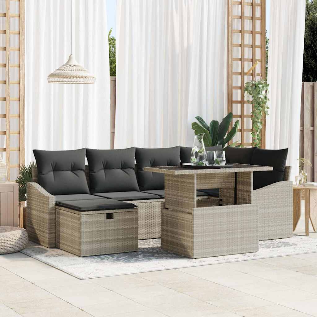 Set de canapele pentru grădină 7 pcs Gri deschis Rattan poli GartenMobel Dekor