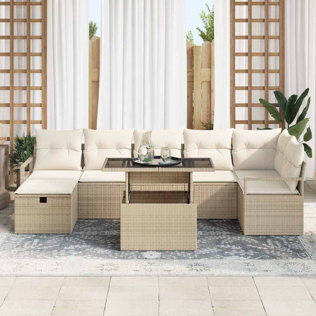 Set de canapele pentru grădină cu pernă 8 pcs Bej Rattan poli GartenMobel Dekor