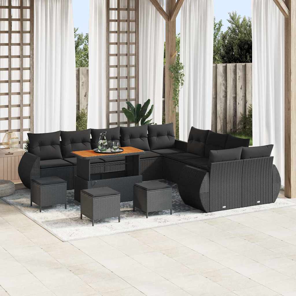 Set de canapele pentru grădină 14 pcs Negru 110 x 55 x 71 cm GartenMobel Dekor